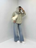 شومیز جلو کوک راه راه کد 200782 - Image 9