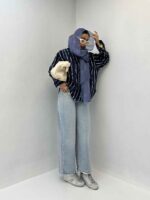 شومیز جلو کوک راه راه کد 200782 - Image 13