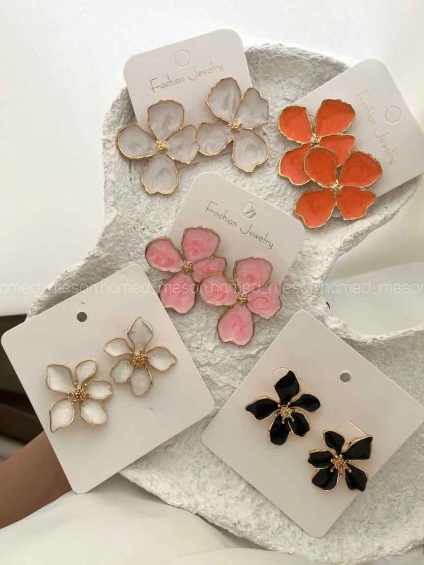 گوشواره گل میناکاری کد 310408