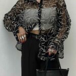 شومیز توری طرحدار کد 220491