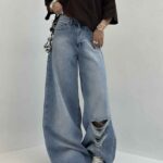 شلوار جین بگ زاپدار کد 101688