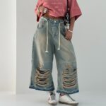 شلوار جین برمودا زاپدار کد 101761