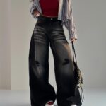 شلوار جین زانو زاپ کد 101733