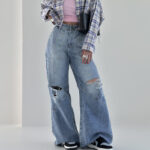 شلوار جین نیم بگ کد 101758