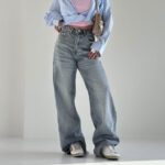 شلوار جین نیم بگ کد 101747