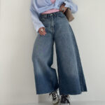 شلوار جین کراپ فول بگ کد 101718