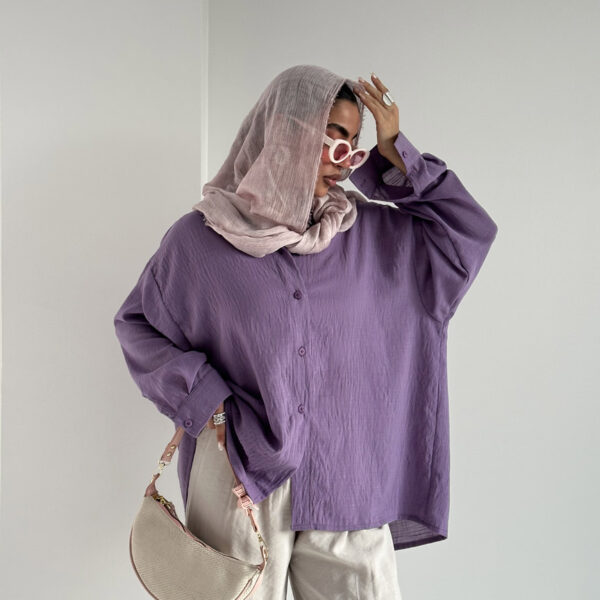 شومیز پشت چاک لینن کد 220512