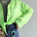 شومیز جلو گره تک جیب کد 220519