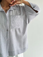 شومیز راه راه تک جیب کد 220534 - Image 16