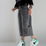 شلوار جین برمودا بغل زاپ کد 101822