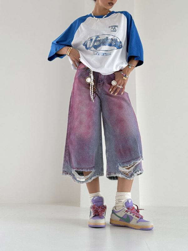 شلوار جین برمودا آبرنگی کد 101839