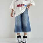 شلوار جین برمودا زاپ دار کد 101838