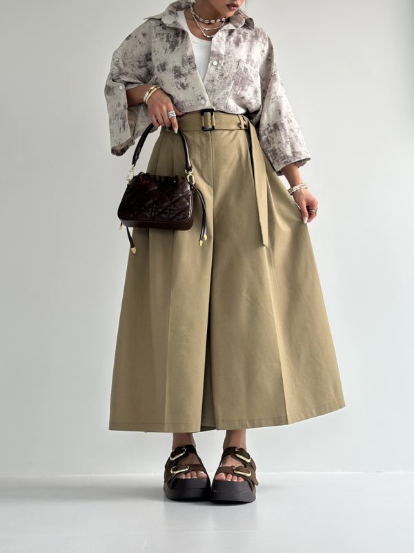 شلوار دامنی کمربنددار کد 101804