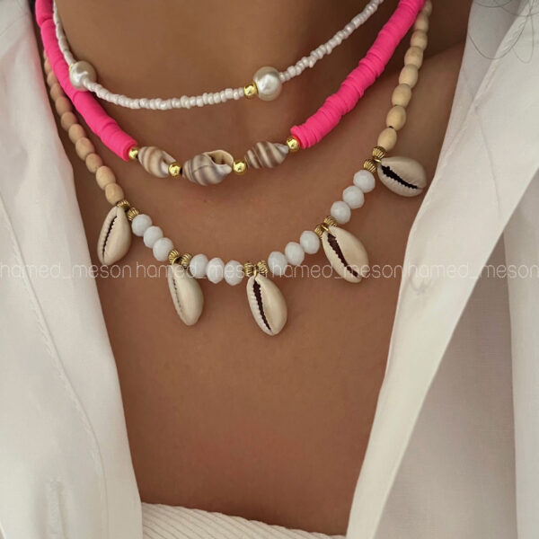 گردنبند 3 رج صدف کد 310510