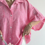 شومیز کریشه آستین دکمه کد 220604