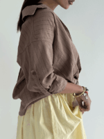 شومیز جلو گره راه راه کد 220571 - Image 7