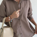 شومیز تک جیب نیلای کد 220582