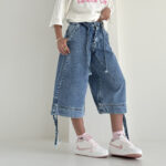 شلوار جین برمودا گت دار کد 101953