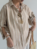 شومیز جلو کوک راه راه کد 200782 - Image 7