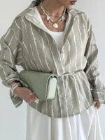 شومیز جلو کوک راه راه کد 200782 - Image 11