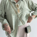 شومیز گیپور جیب دکمه کد 220613