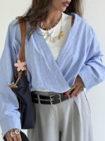 شومیز راه راه 2 تیکه کد 220615 - Image 2