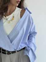 شومیز راه راه 2 تیکه کد 220615 - Image 5