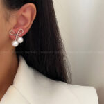 گوشواره پاپیون و مروارید کد 310556