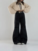 شلوار جین طرحدار زانو زاپ کد 101977 - Image 3