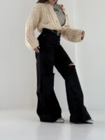 شلوار جین طرحدار زانو زاپ کد 101977 - Image 4