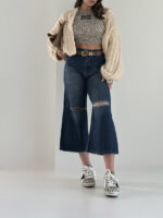 شلوار جین واید لگ زاپ دار کد 102021 - Image 3