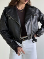 کت چرم زیپ کج کد 200829 - Image 2