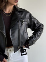 کت چرم زیپ کج کد 200829 - Image 4