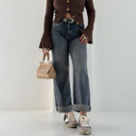 شلوار جین راسته کمربندی کد 101987