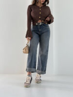 شلوار جین راسته کمربندی کد 101987 - Image 3