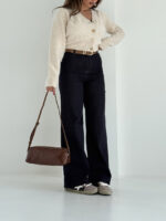 شلوار جین راسته کمربنددار کد 101991