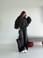 سوییشرت کلاه دار نواردار کد 200846 - Image 18