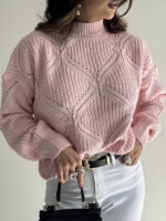 بلوز بافت لوزی دوزی کد 200835 - Image 3