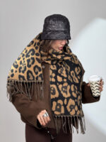 شال پلنگی ریش دار کد 310669 - Image 3