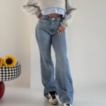 شلوار جین نیم بگ کد 102031