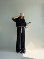 ست دورس و شلوار بافت یقه مردانه کد 160844 - Image 10