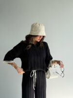 ست دورس و شلوار بافت یقه مردانه کد 160844 - Image 11