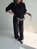 ست دورس و شلوار بافت یقه مردانه کد 160844 - Image 12