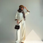 ست دورس و شلوار بافت یقه مردانه کد 160844