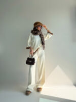 ست دورس و شلوار بافت یقه مردانه کد 160844