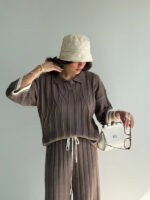 ست دورس و شلوار بافت یقه مردانه کد 160844 - Image 6