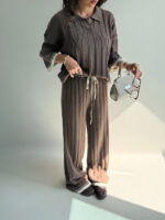 ست دورس و شلوار بافت یقه مردانه کد 160844 - Image 9