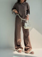 ست دورس و شلوار بافت یقه مردانه کد 160844 - Image 7