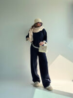 ست دورس و شلوار بافت یقه مردانه کد 160844 - Image 15