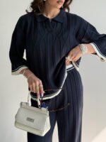 ست دورس و شلوار بافت یقه مردانه کد 160844 - Image 17